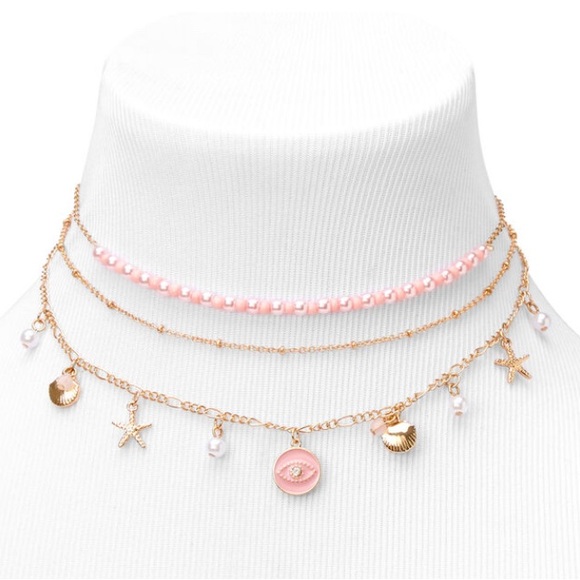 Gold & Pink Beads & Shell Charms Choker Necklaces - 3 Pack
(Will take offers) - Picture 3 of 5
